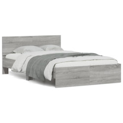 Estrutura cama c/ cabeceira/luzes LED 140x200cm cinzento sonoma