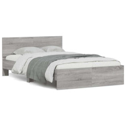 Estrutura cama c/ cabeceira/luzes LED 120x200cm cinzento sonoma