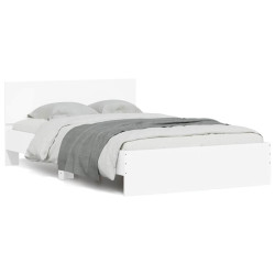 Estrutura de cama com cabeceira e luzes LED 140x190 cm branco