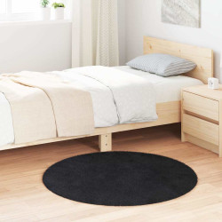 Tapete shaggy de pelo alto navarra 100x100 cm poliéster preto
