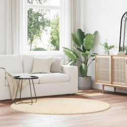 Tapete shaggy de pelo alto navarra 160x160 cm poliéster creme
