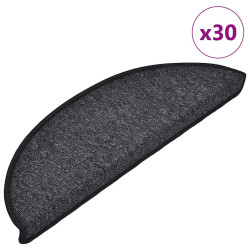 Tapetes de escada 30 peças 56x17x3 cm antracite semicircular