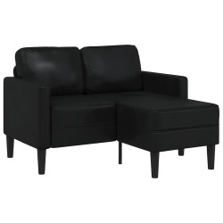 Sofá de 2 lugares com chaise em l, preto, 125 cm, couro sintético