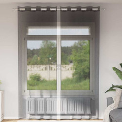Cortinas de voile com ilhós 2 pcs preto 140x260 cm