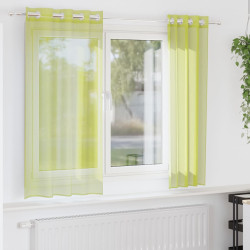 Cortinas de voile com ilhós 2 pcs verde-maçã 140x175 cm