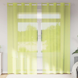 Cortinas de voile com ilhós 2 pcs verde-maçã 140x245 cm