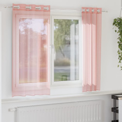 Cortinas de voile com ilhós 2 pcs rosa 140x175 cm