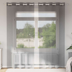 Cortinas de voile com ilhós 2 pcs cinzento-escuro 140x245 cm