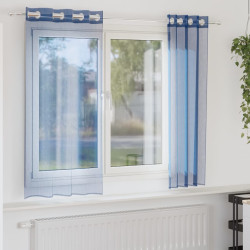 Cortinas de voile com ilhós 2 pcs azul real