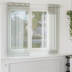 Cortinas de voile com ilhós 2 pcs cinzento-claro 140x140 cm