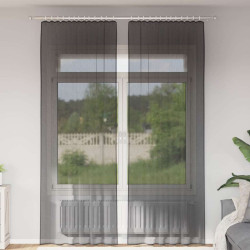 Cortinas de voile com bolsos para varão 2 pcs preto