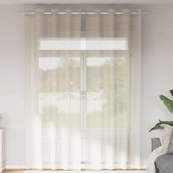 Cortinas de voile com ilhós 2 pcs creme 140x260 cm