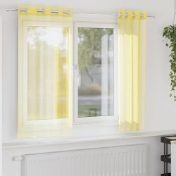 Cortinas de voile com ilhós 2 pcs amarelo