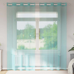 Cortinas de voile com ilhós 2 pcs turquesa
