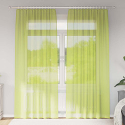 Cortinas de voile com bolsos para varão 2 pcs verde-maçã