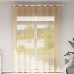 Cortinas de voile com ilhós 2 pcs areia
