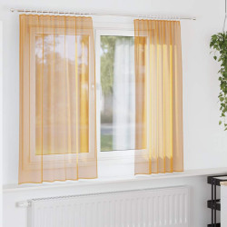 Cortinas de voile com bolsos para varão 2 pcs laranja