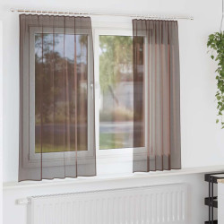 Cortinas de voile com aba 2 pcs castanho