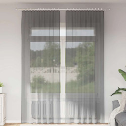Cortinas de voile com bolsos para varão 2 pcs cinzento-escuro