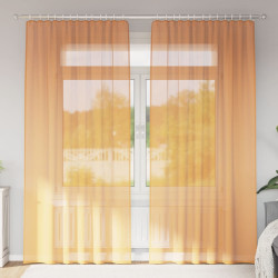 Cortinas de voile com bolsos para varão 2 pcs laranja