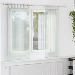 Cortinas de voile com laços 2 pcs cinzento-claro 140x175 cm