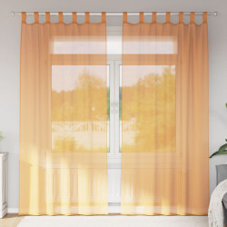 Cortinas de voile com laços 2 pcs laranja 140x225 cm