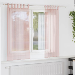 Cortinas de voile com laços 2 pcs rosa-claro 140x140 cm