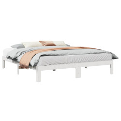 Cama sem colchão 160x200 cm madeira de pinho maciça branco