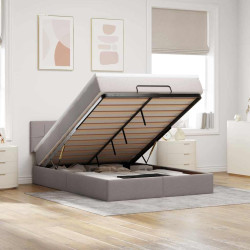 Cama otomana com colchão & leds 140x200 cm tecido cinza