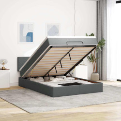 Cama otomana com colchão & leds 140x200 cm cinzento escuro