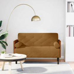 Sofá-luvas com rolos 110 cm veludo castanho