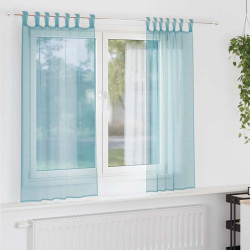 Cortinas de voile com laços 2 pcs turquesa 140x175 cm