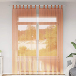 Cortinas de voile com laços 2 pcs terracota 140x260 cm