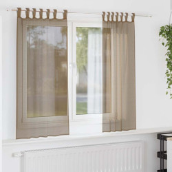 Cortinas de voile com laços 2 pcs castanho-claro 140x175 cm