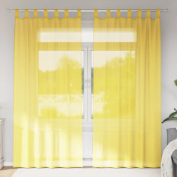 Cortinas de voile com laços 2 pcs amarelo 140x245 cm