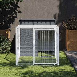 Gaiola para galinhas com corredor antracite 110x201x110 cm aço galvanizado