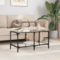 Mesa de centro c/ topo em vidro transparente 78,5x40x40 cm aço