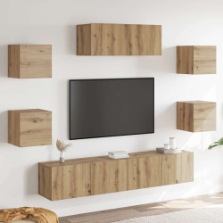 Conjunto de armário TV parede 7 pcs carvalho artisiano