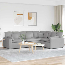 Sofá modular com almofadas tecido cinzento nublado