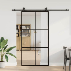 Porta deslizante c/ conj ferragens 102x205cm vidro esg preto