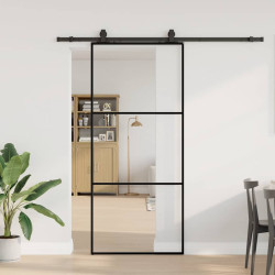 Porta deslizante c/ conj. ferragens 90x205cm vidro esg preto