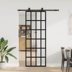 Porta deslizante c/ conj. ferragens 76x205cm vidro esg preto