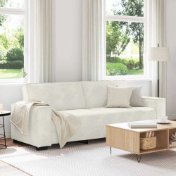 Sofá de 3 lugares 220x78x84 cm veludo cor creme