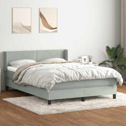 Cama com molas/colchão 160x210 cm veludo cinzento-claro