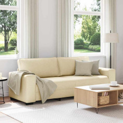 Sofá de 3 lugares tecido 220x77x82 cm cor creme