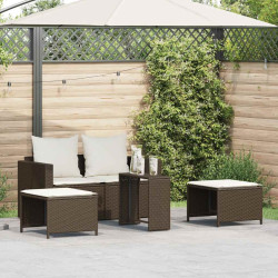 5 Pcs conjunto sofás de jardim c/ almofadões empilhável vime PE