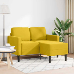 Sofá 2 lugares com chaise em l 125 cm veludo amarela
