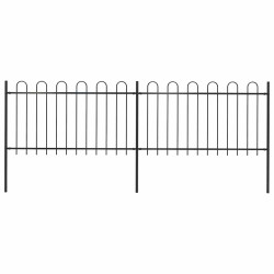 Cerca de jardim com arco superior em aço 337x100 cm preta