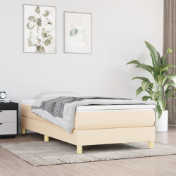 Estrutura de cama com molas 100x200 cm tecido cor creme
