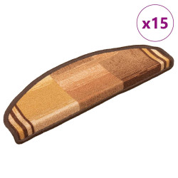 Tapetes de escada adesivos 15 pcs 65x21x4 cm castanho